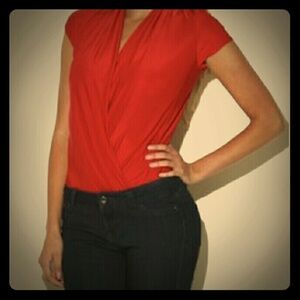 Arden B Red Wrap Blouse